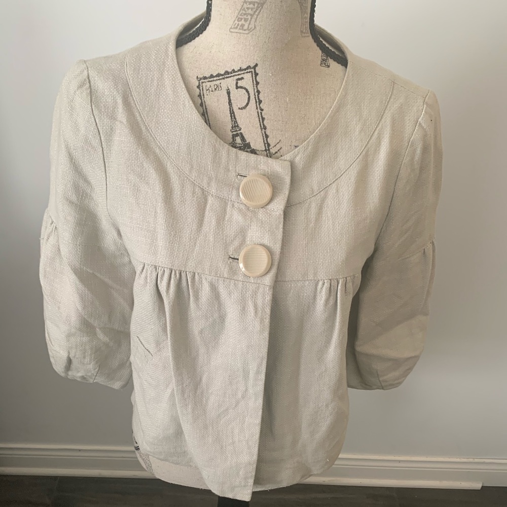 Linen blend crop jacket